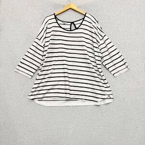 Talbots Tunic‎ T Shirt Textured Striped Casual Essential Knit Popover Shirt 3X